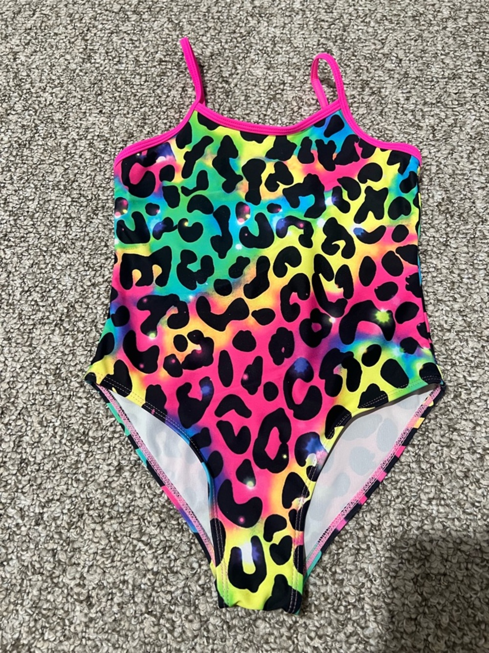 Girls Swimsuit Bundle 7-8Y One Piece Pink Leopard + Rainbow Leopard - Picture 6 of 7